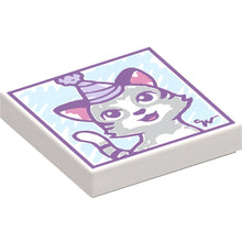Part 3068pb1146 - Tile 2 x 2 with Cat Wearing Party Hat Drawing Pattern