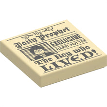 Part 3068pb1156 - Tile 2 x 2 with Newspaper, 'the Daily Prophet', 'EXCLUSIVE HARRY POTTER', 'The Boy who LIVED!', and Image of Boy with Glasses Pattern