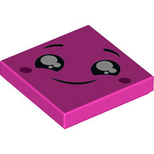 Part 3068pb1237 - Tile 2 x 2 with Face, Smile, Black Eyes with White Pupils, Raised Eyebrows, Red Cheeks Pattern