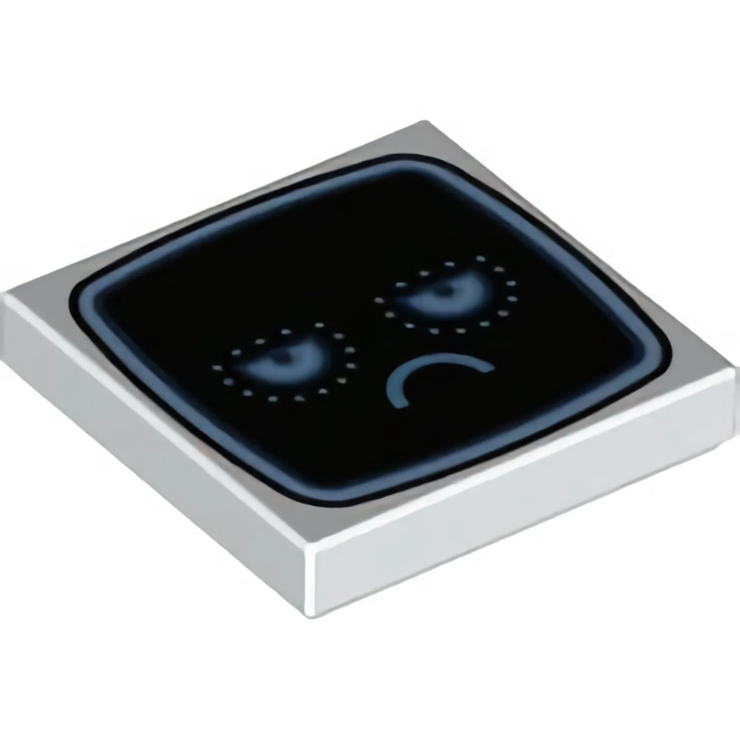 Part 3068pb1400 - Tile 2 x 2 with Black TV Screen, Bright Light Blue Eyes and Frown Pattern