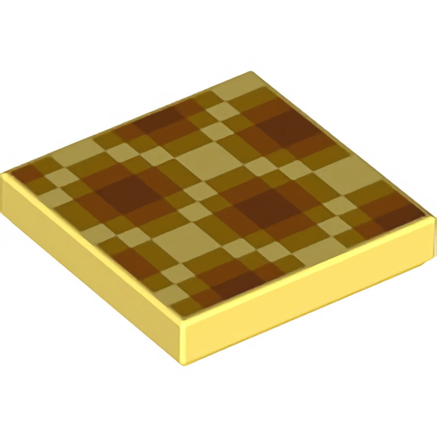 Part 3068pb1494 - Tile 2 x 2 with Minecraft Pixelated Dark Orange, Orange, and Bright Light Orange Diagonal Honeycomb Pattern