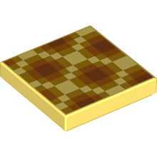 Part 3068pb1494 - Tile 2 x 2 with Minecraft Pixelated Dark Orange, Orange, and Bright Light Orange Diagonal Honeycomb Pattern