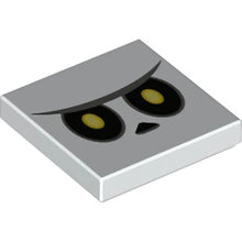Part 3068pb1504 - Tile 2 x 2 with Black Eyes with Yellow Pupils, Triangle Nose, Dark Bluish Gray Unibrow Pattern (Super Mario Bone Goomba Face)