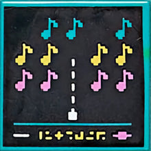 Part 3068pb1535 - Tile 2 x 2 with BeatBit Album Cover - Music Notes in Space Invaders-Style Pattern