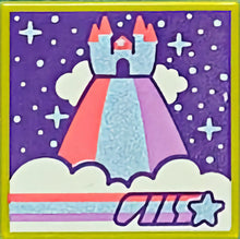 Part 3068pb1539 - Tile 2 x 2 with BeatBit Album Cover - Castle on Rainbow and Clouds Pattern