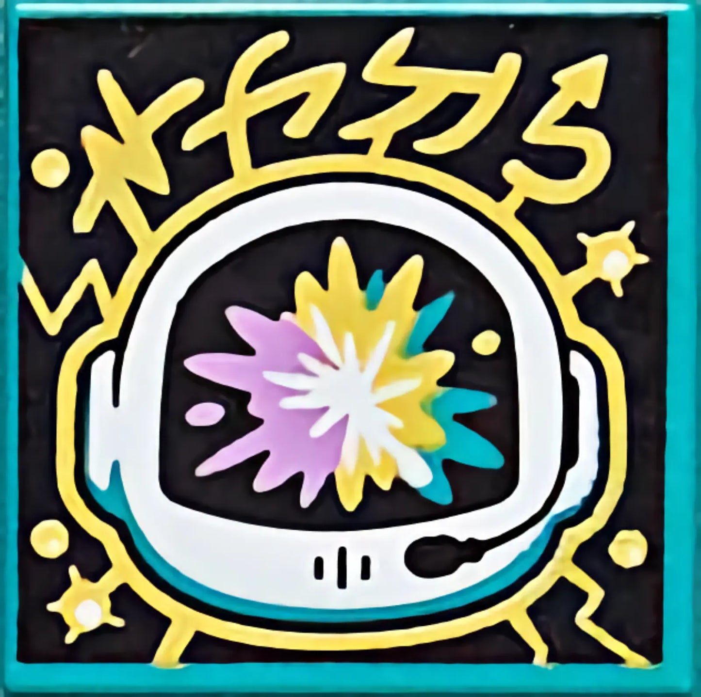 Part 3068pb1544 - Tile 2 x 2 with BeatBit Album Cover - Space Helmet with Pastel Explosion Pattern
