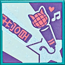 Part 3068pb1546 - Tile 2 x 2 with BeatBit Album Cover - Metallic Light Blue Stars and Cat Head Microphone Pattern