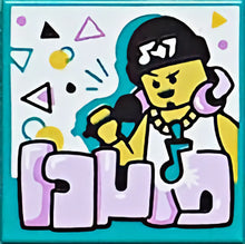 Part 3068pb1558 - Tile 2 x 2 with BeatBit Album Cover - Rapper in Black Beanie with Music Note Necklace Pattern