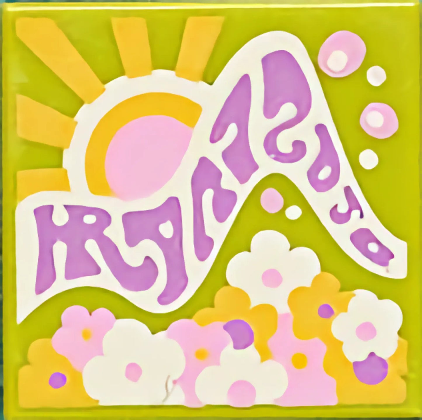 Part 3068pb1559 - Tile 2 x 2 with BeatBit Album Cover - Sun and Sunshine with Flowers Pattern