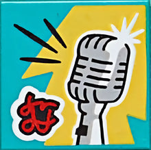 Part 3068pb1562 - Tile 2 x 2 with BeatBit Album Cover - Vintage Microphone Pattern