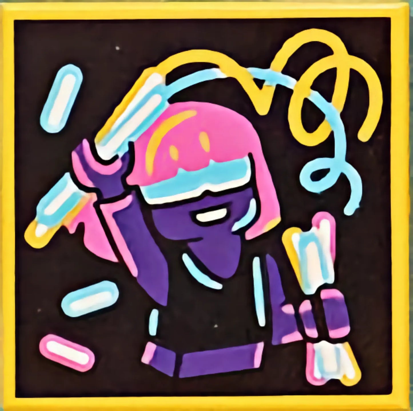 Part 3068pb1564 - Tile 2 x 2 with BeatBit Album Cover - Dark Purple Girl with Glowsticks Pattern