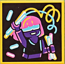 Part 3068pb1564 - Tile 2 x 2 with BeatBit Album Cover - Dark Purple Girl with Glowsticks Pattern