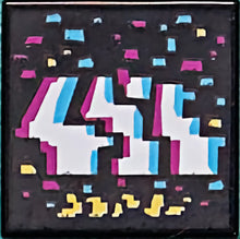 Part 3068pb1580 - Tile 2 x 2 with BeatBit Album Cover - Dark Azure, White, Magenta and Yellow Jagged Stripes and Rectangles Pattern