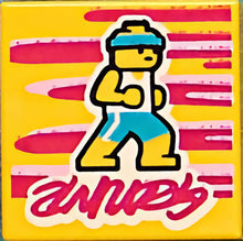 Part 3068pb1588 - Tile 2 x 2 with BeatBit Album Cover - Runner on Magenta and Bright Pink Stripes Background Pattern