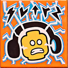 Teil 3068pb1598 - Kachel 2 x 2 mit BeatBit-Album-Cover - Minifigurenkopf mit Kopfhörern und Blitzen, Elektrizitätsmuster
