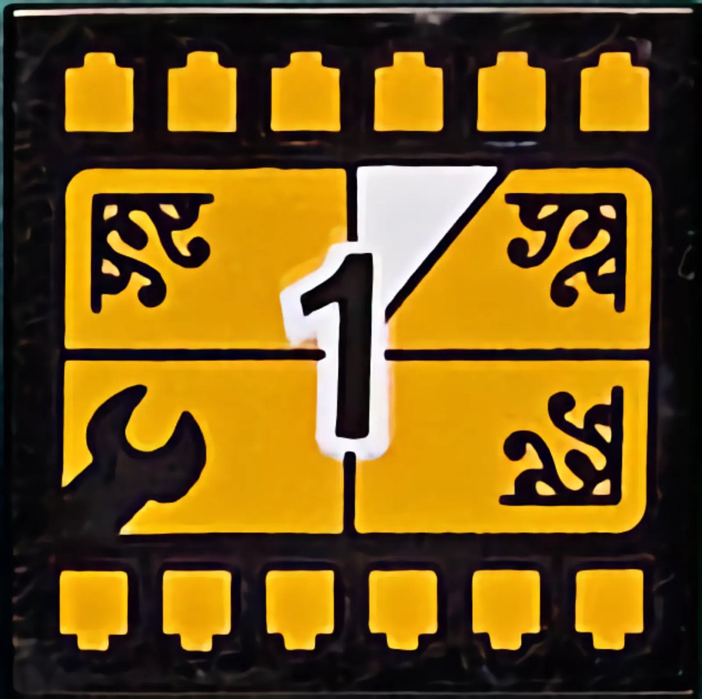 Part 3068pb1603 - Tile 2 x 2 with BeatBit Album Cover - Yellow TV Screen Countdown Number 1 Pattern