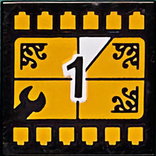 Part 3068pb1603 - Tile 2 x 2 with BeatBit Album Cover - Yellow TV Screen Countdown Number 1 Pattern