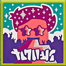 Part 3068pb1611 - Tile 2 x 2 with BeatBit Album Cover - Coral Minifigure, Magenta Hair and Star Glasses Pattern