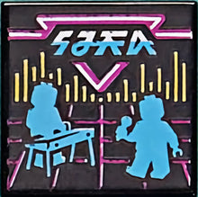 Part 3068pb1614 - Tile 2 x 2 with BeatBit Album Cover - Dark Azure Keyboardist and Singer Silhouettes Pattern