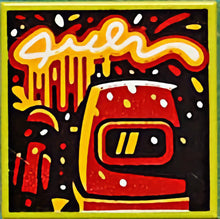 Part 3068pb1616 - Tile 2 x 2 with BeatBit Album Cover - Red Welding Mask and Microphone Pattern