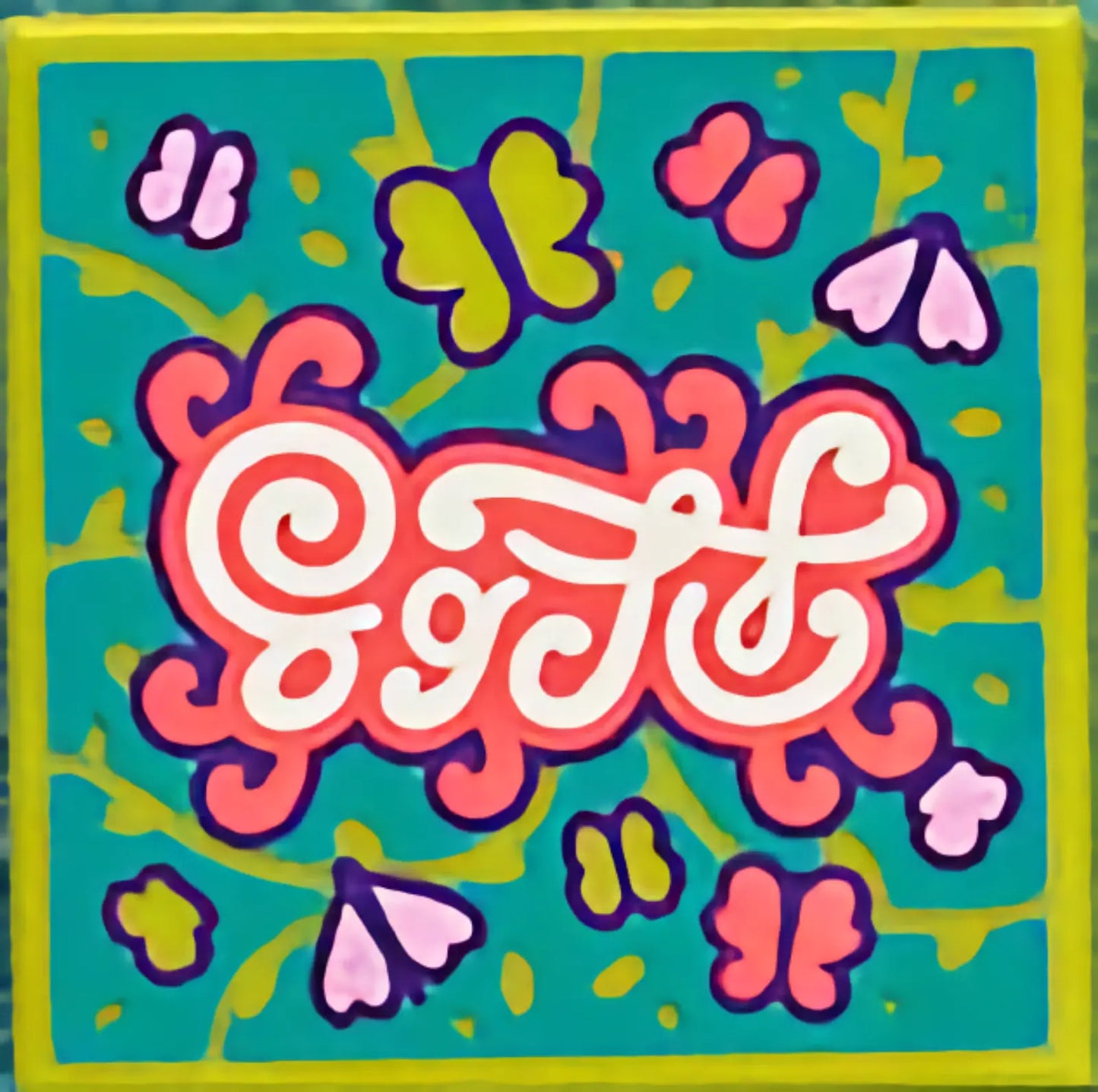 Part 3068pb1624 - Tile 2 x 2 with BeatBit Album Cover - Butterflies Pattern