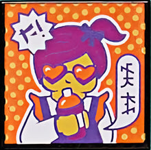 Part 3068pb1627 - Tile 2 x 2 with BeatBit Album Cover - Woman with Heart-Shaped Sunglasses and Cup Pattern