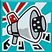 Part 3068pb1642 - Tile 2 x 2 with BeatBit Album Cover - Megaphone Loudhailer Space Gun Pattern