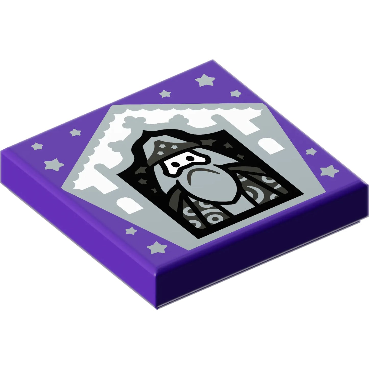 Part 3068pb1742 - Tile 2 x 2 with HP Chocolate Frog Card Albus Dumbledore Silver Pattern