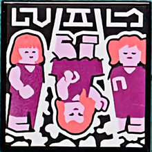 Part 3068pb1764 - Tile 2 x 2 with BeatBit Album Cover - Girls Dancing, Middle Upside Down Pattern
