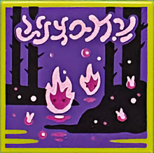 Part 3068pb1767 - Tile 2 x 2 with BeatBit Album Cover - Will-o'-the-Wisps and Trees Pattern