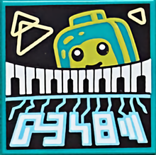 Part 3068pb1769 - Tile 2 x 2 with BeatBit Album Cover - Lime Minifigure Looking Over Keyboard Pattern