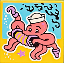 Part 3068pb1771 - Tile 2 x 2 with BeatBit Album Cover - Squid Playing Accordion Pattern
