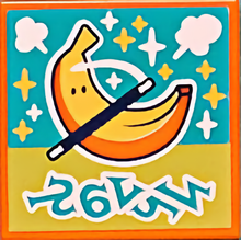 Part 3068pb1775 - Tile 2 x 2 with BeatBit Album Cover - Banana with Magic Wand Pattern