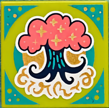 Part 3068pb1776 - Tile 2 x 2 with BeatBit Album Cover - Coral and Dark Blue Tree Pattern