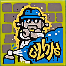 Part 3068pb1777 - Tile 2 x 2 with BeatBit Album Cover - Robot Graffiti Pattern
