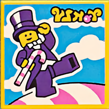 Part 3068pb1779 - Tile 2 x 2 with BeatBit Album Cover - Minifigure in Purple Suit with Candy Cane Pattern