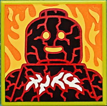 Part 3068pb1782 - Tile 2 x 2 with BeatBit Album Cover - Lava Minifigure with Cracks and Fire Pattern