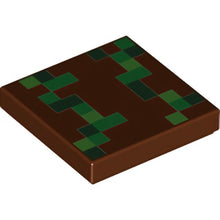 Part 3068pb1790 - Tile 2 x 2 with Bright Green, Green and Dark Green Minecraft Pixelated Pattern