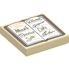Part 3068pb1887 - Tile 2 x 2 with Guest Book, 'Visitors', Signatures 'Albert Minnie Jo Diana Clark', and Reddish Brown Cover Pattern