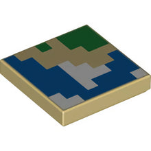 Part 3068pb1892 - Tile 2 x 2 with Pixelated Blue, Green, and White Pattern (Minecraft Map)