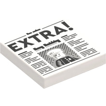 Part 3068pb2122 - Tile 2 x 2 with Newspaper with Black 'EXTRA!' and Policeman Minifigure with Cap Pattern