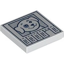 Part 3068pb2126 - Tile 2 x 2 with Lost Dog Flyer with Dark Blue Frame and Tear-Off Strips Pattern