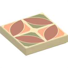 Part 3068pb2183 - Tile 2 x 2 with Dark Orange Pointed Ovals in Nougat and Olive Green Quarters Pattern