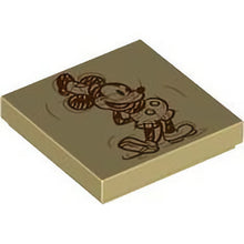 Part 3068pb2261 - Tile 2 x 2 with Reddish Brown and Medium Nougat Mickey Mouse Sketch Drawing Pattern