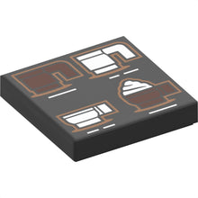 Part 3068pb2263 - Tile 2 x 2 with 4 Reddish Brown and White Coffee Cups Pattern
