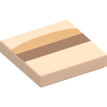 Part 3068pb2483 - Tile 2 x 2 with Medium Nougat Rectangle and Medium Tan Curved Stripe Pattern (Mona Lisa Lips)