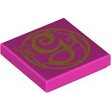 Part 3068pb2484 - Tile 2 x 2 with Gold Calligraphy Letter G and Flower Pattern