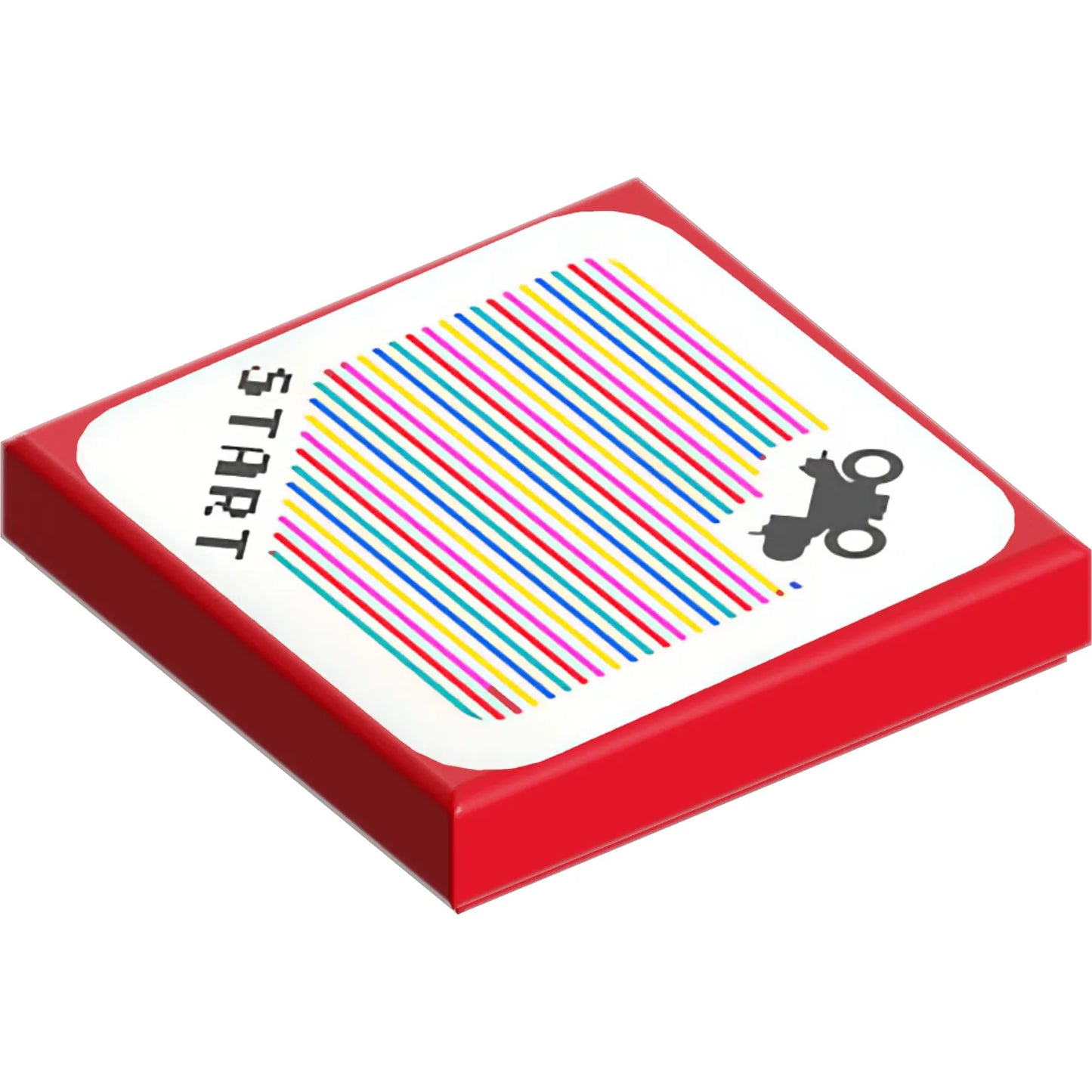 Part 3068pb2575 - Tile 2 x 2 with Super Mario Scanner Code Yoshi Bike and 'START' Pattern (Sticker) - Set 72031