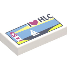 Part 3069pb0382 - Tile 1 x 2 with Lighthouse, Sailboat and 'I Heart HLC' Pattern