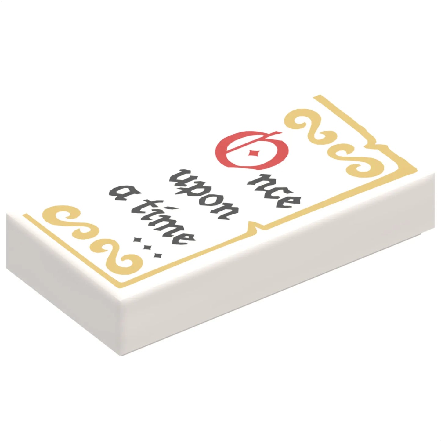 Part 3069pb0507 - Tile 1 x 2 with Black and Red 'Once upon a time...' and Gold Decorations Pattern